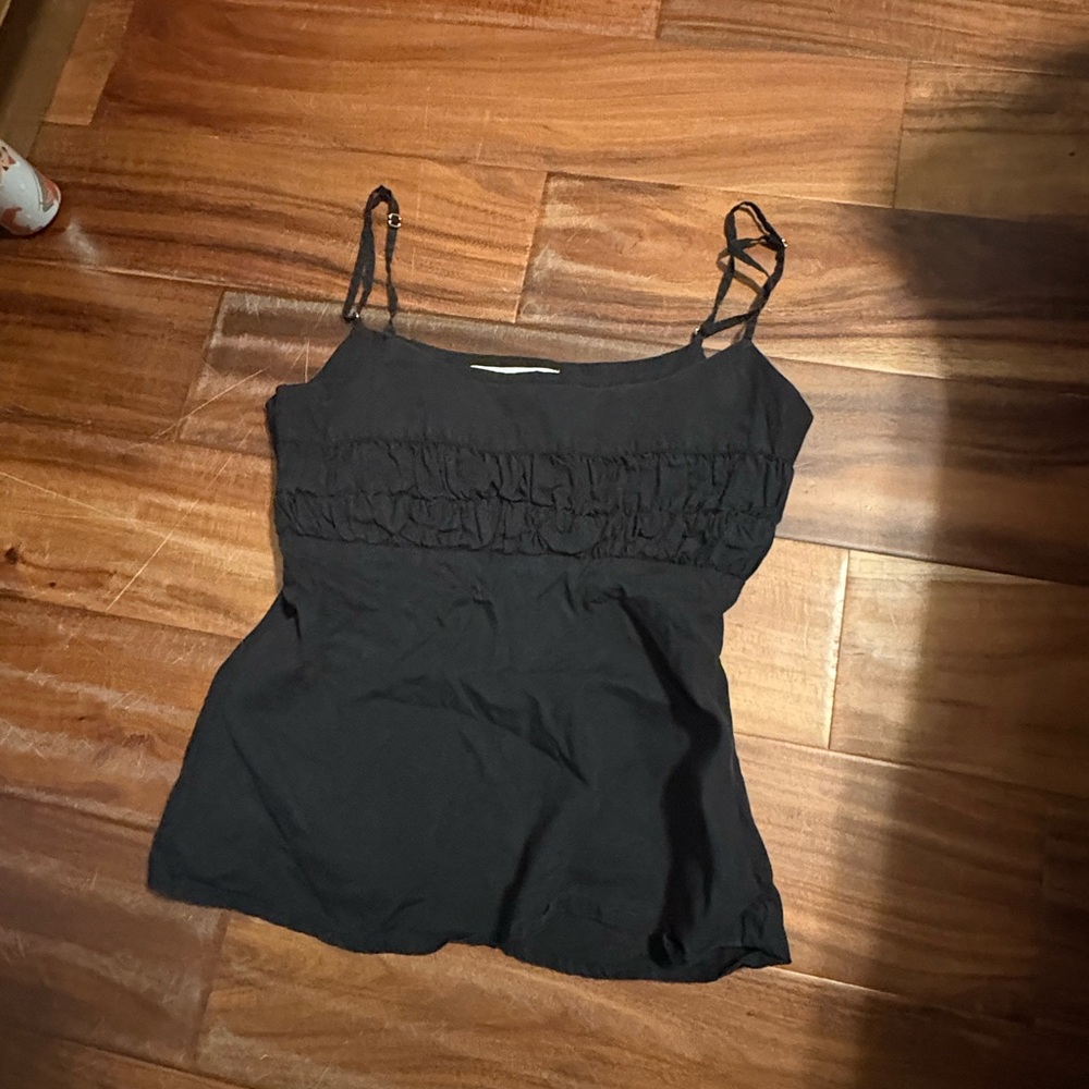 Elodie Black Smocked Camisole Adjustable Straps Women’s Top (0767)